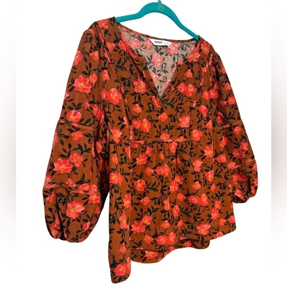 Sonoma Floral Corduroy V-Neck Plus Size Blouse Size 0X - Picture 5 of 13